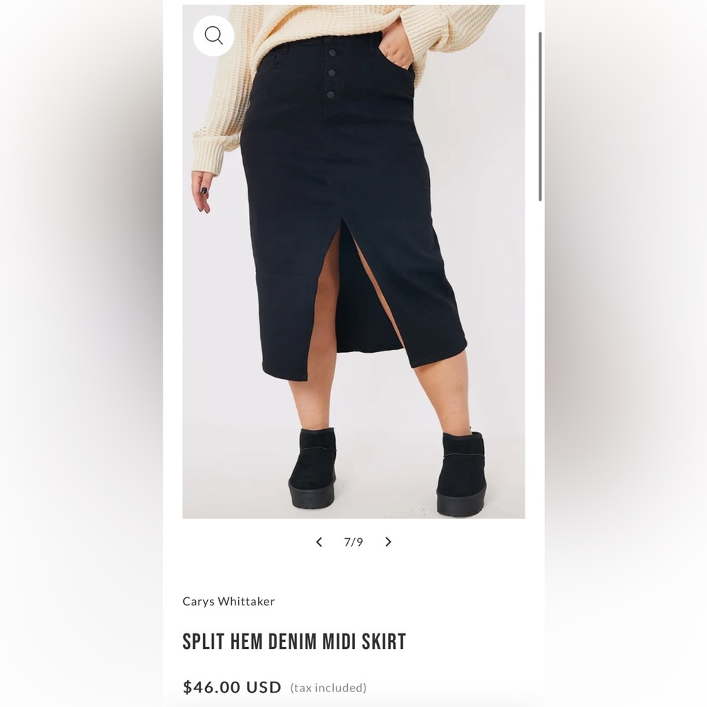 InTheStyle split hem denim midi skirt
